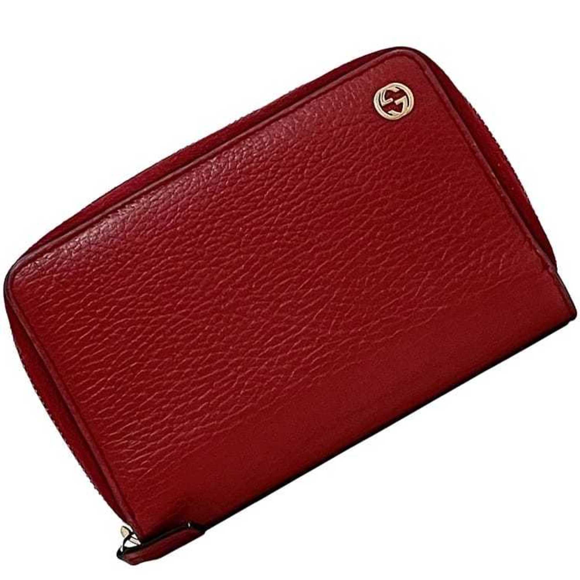 Gucci Round Wallet Ec-23313 Red Interlocking 464884 Leather 534563 Gucci Gg M...